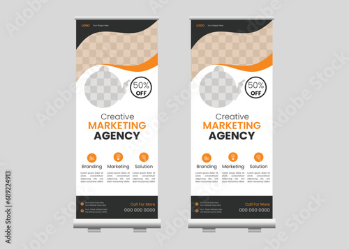 free black & yellow business roll up banner design template
