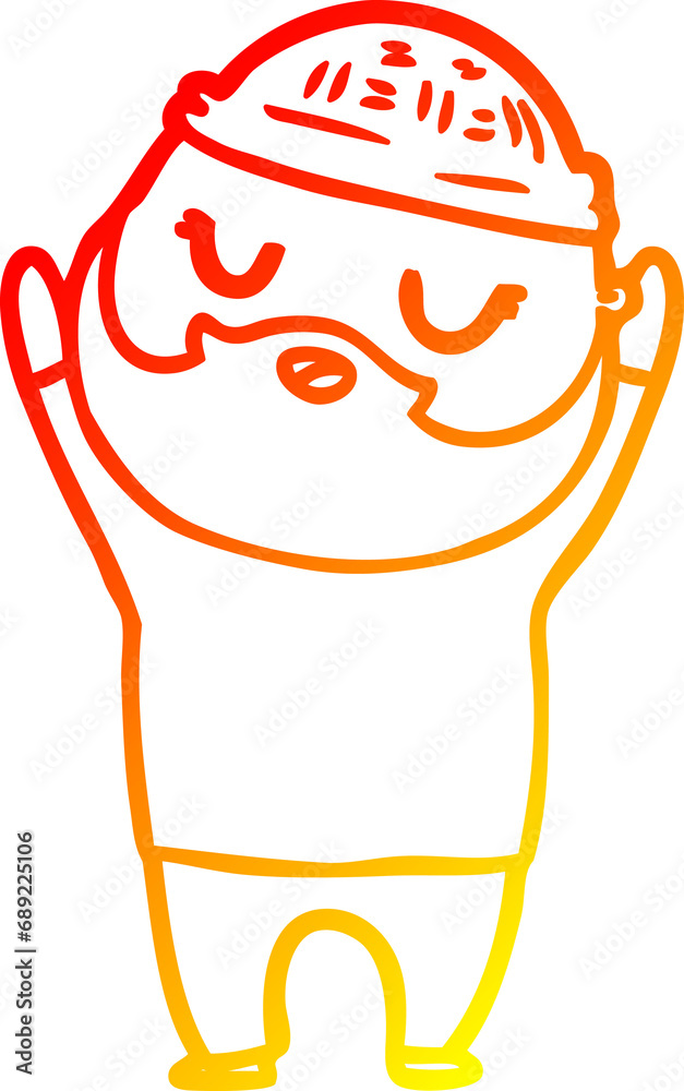 Fototapeta premium warm gradient line drawing of a cartoon man with beard