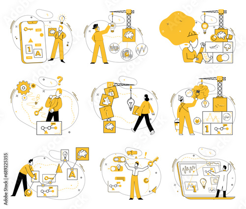 Creative solutions vector illustration. Success in business requires ability to generate and implement unusual ideas The intellectual landscape thrives when businesses invest in pursuit creative
