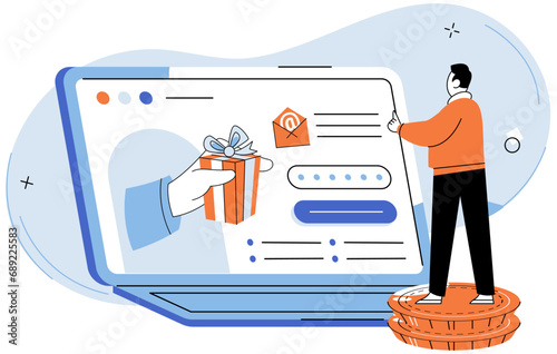 Digital marketing vector illustration. Effective selling techniques are essential for converting leads into customers in digital space Online buying has become prevalent mode commerce in modern era
