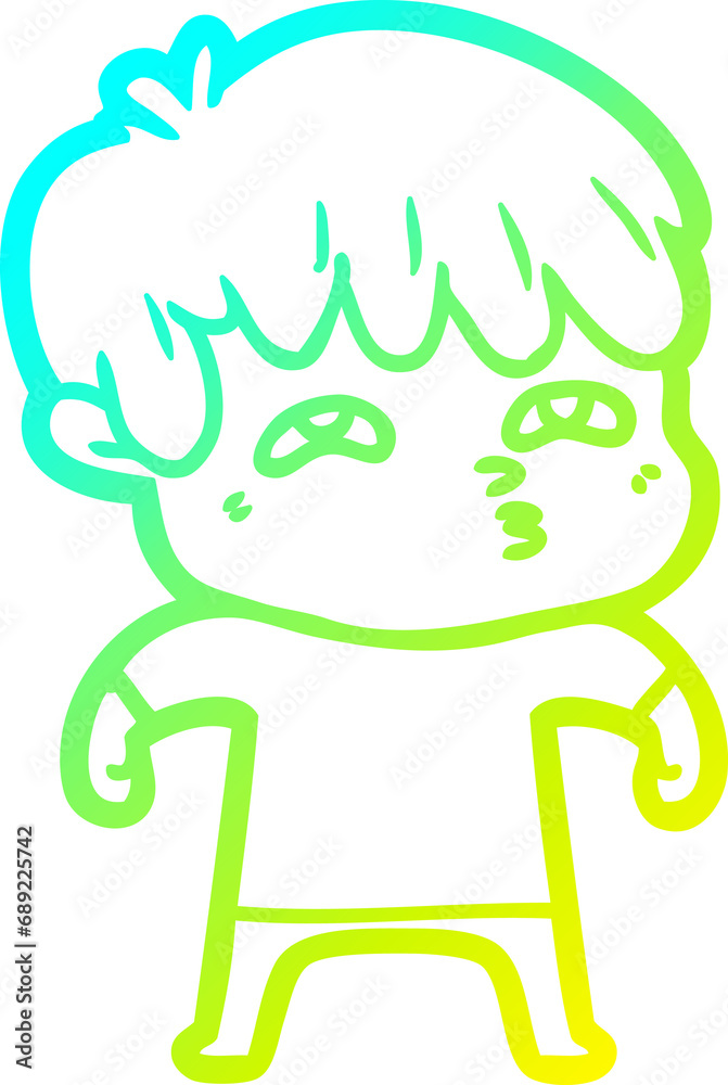 cold gradient line drawing of a cartoon curious man cold gradient line drawing of a cartoon curious man