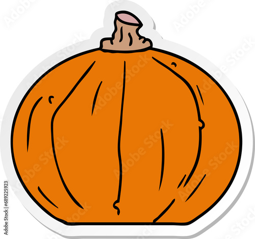 hand drawn sticker cartoon doodle of a pumpkin photo