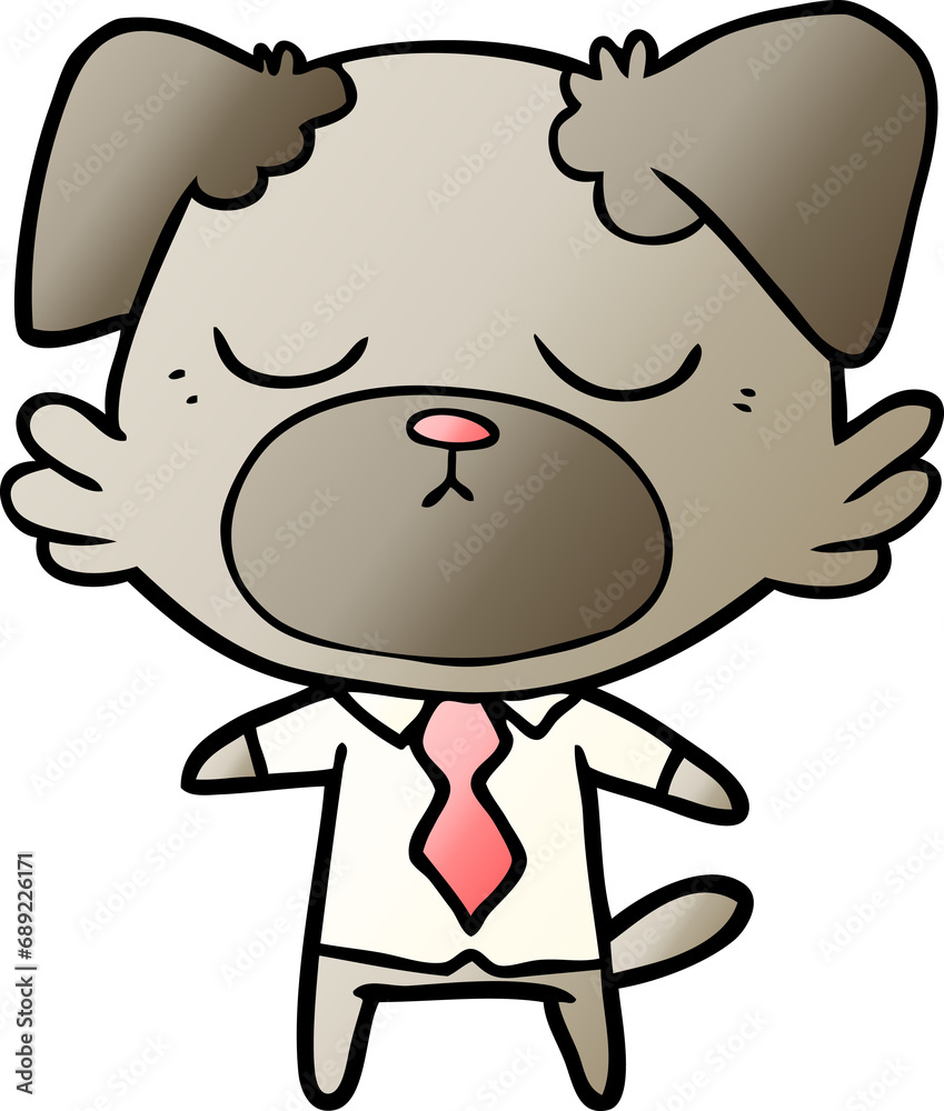 cute cartoon dog wearing office shirt
