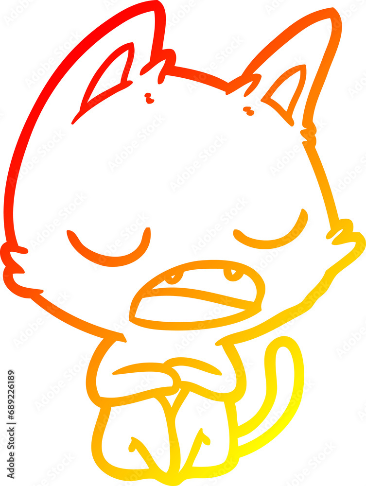 warm gradient line drawing of a talking cat cartoon warm gradient line drawing of a talking cat cartoon
