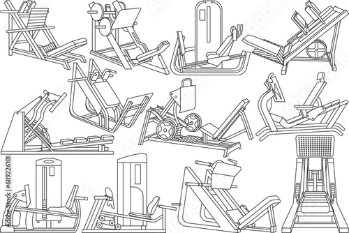 Leg Press Fitness Machine SVG Outline, Leg Press Fitness Machine Vector Art