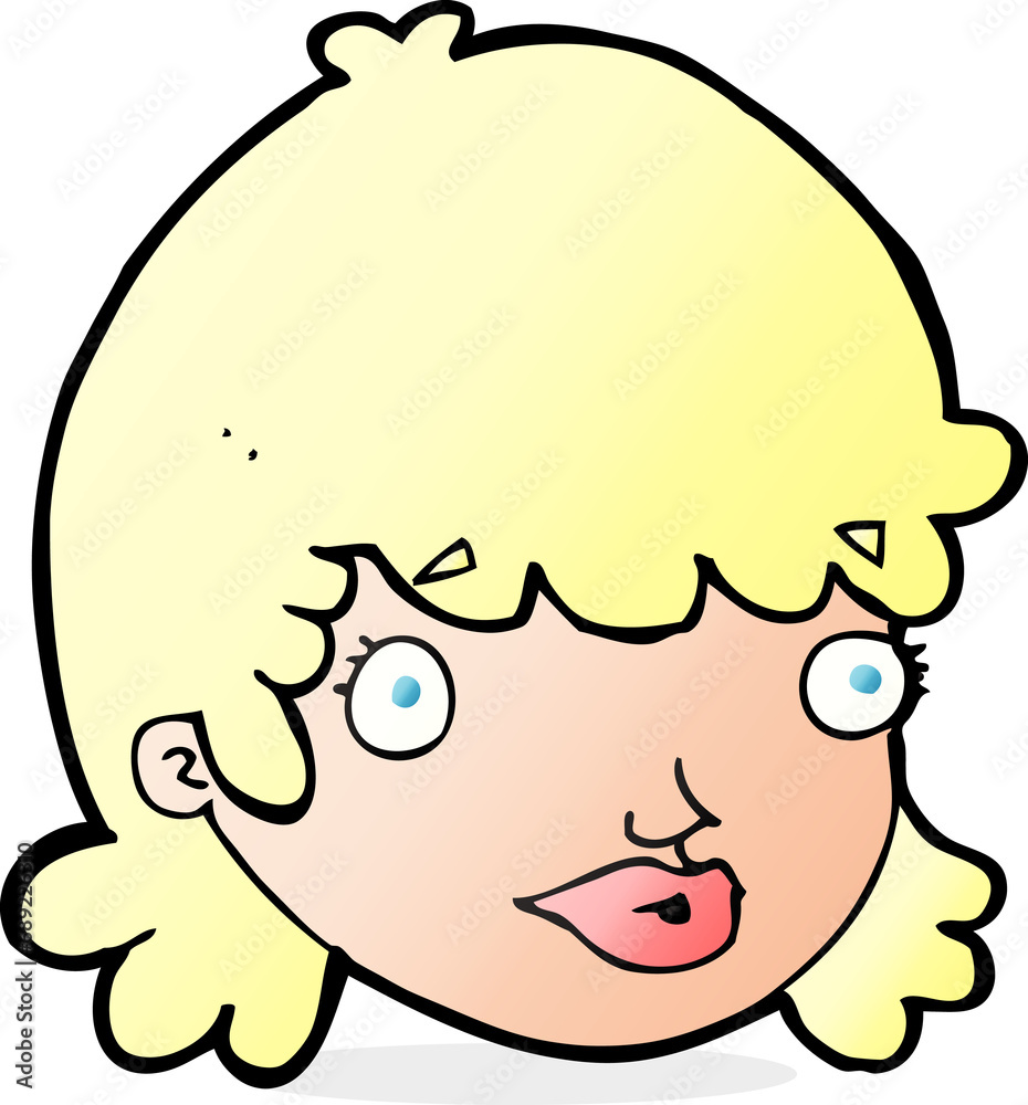 cartoon female face with surprised expression cartoon female face with surprised expression