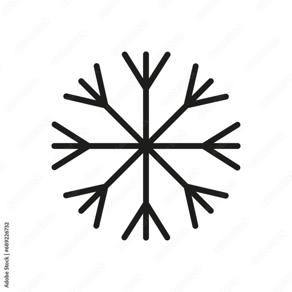 Snowflake outline icon graphic. New year pattern. Decorative element for Christmas designs, banners, cards. Simple template. Vector illustration. 