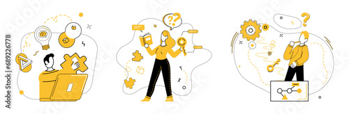 Creative process vector illustration. Imagination propels creative method, crafting nonstandard masterpieces Intelligence and intellect navigate labyrinth evolving creative process