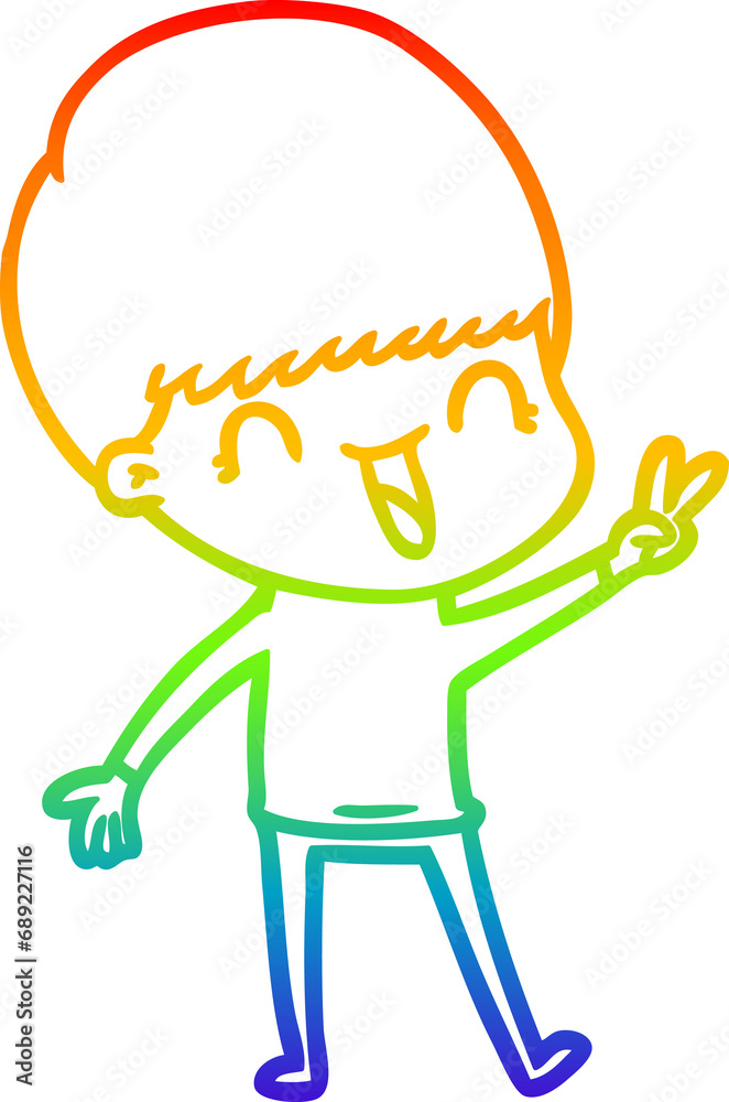 rainbow gradient line drawing of a happy cartoon boy rainbow gradient line drawing of a happy cartoon boy