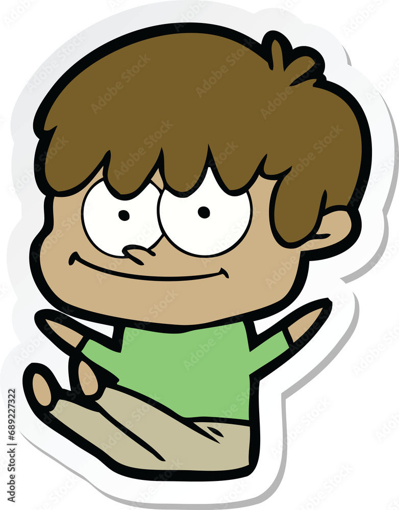 sticker of a happy cartoon man sticker of a happy cartoon man