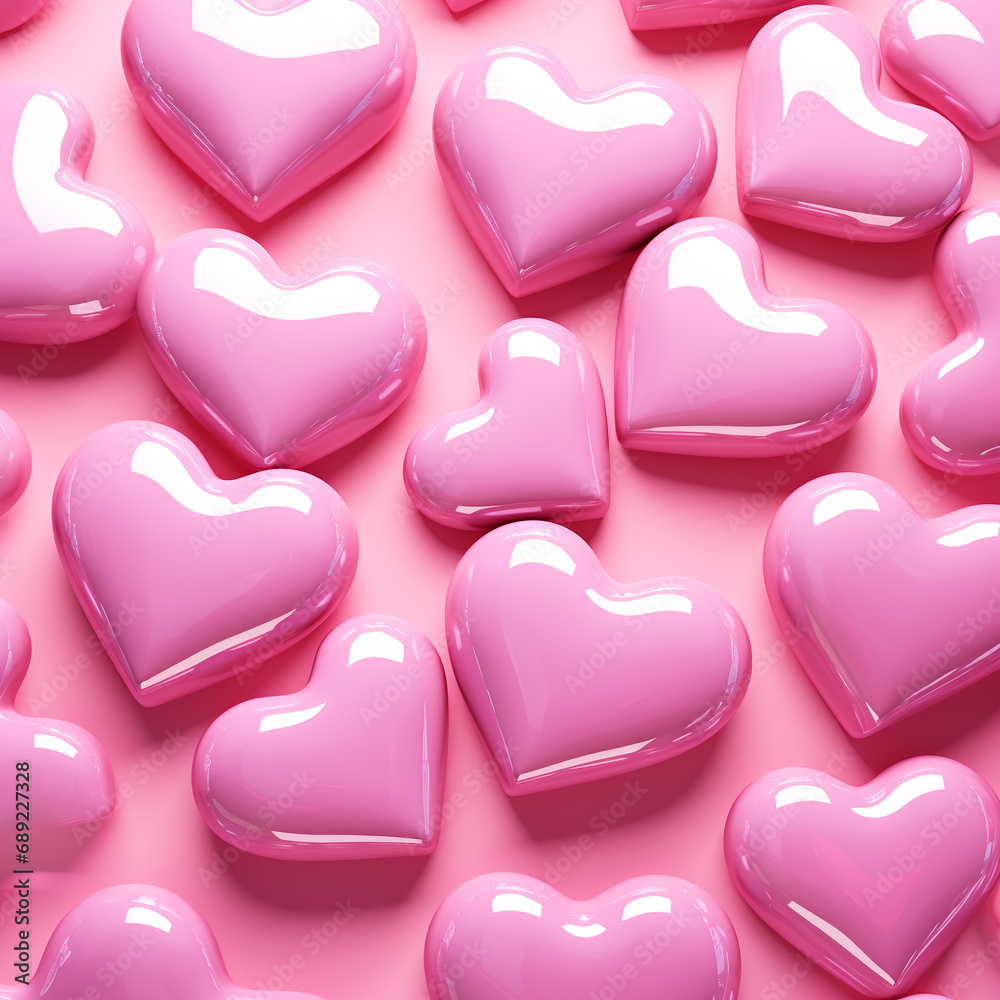 3D pink hearts on a pink background. Decorative element for Valentine's Day 3D pink hearts on a pink background. Decorative element for Valentine's Day