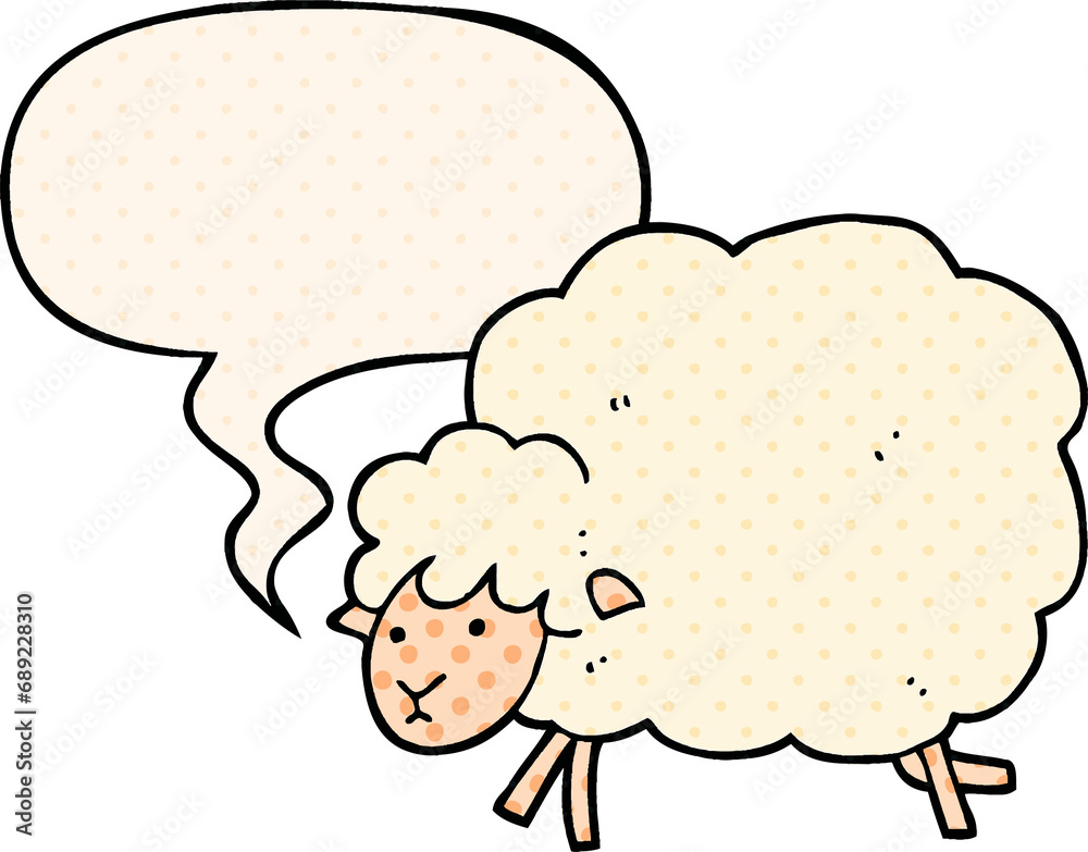 cartoon sheep with speech bubble in comic book style cartoon sheep with speech bubble in comic book style
