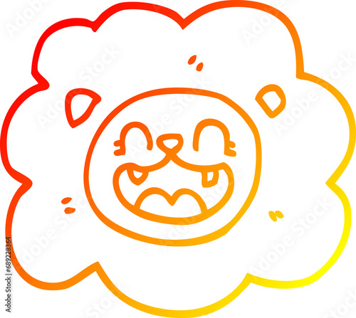 warm gradient line drawing of a cartoon lion