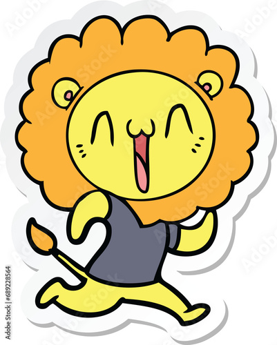 sticker of a happy cartoon lion photo