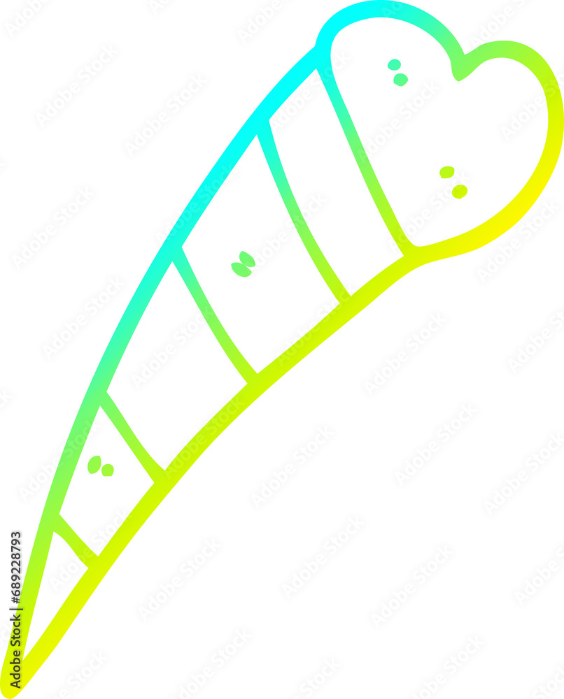 cold gradient line drawing of a cartoon shooting heart decorative element