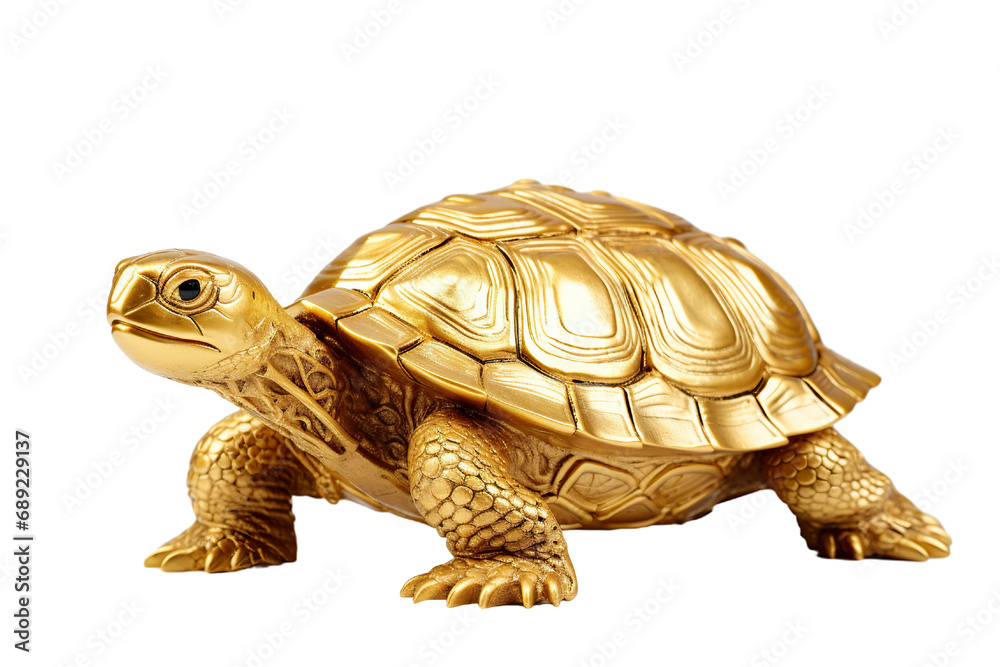 Obraz premium lucky turtle concept Belief in longevity. Turtles made of gold are believed to bring longevity on white background