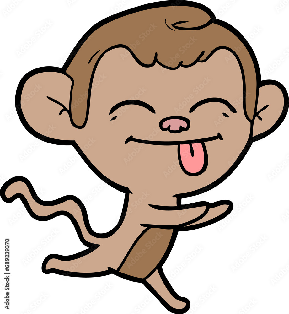 Fototapeta premium funny cartoon monkey running