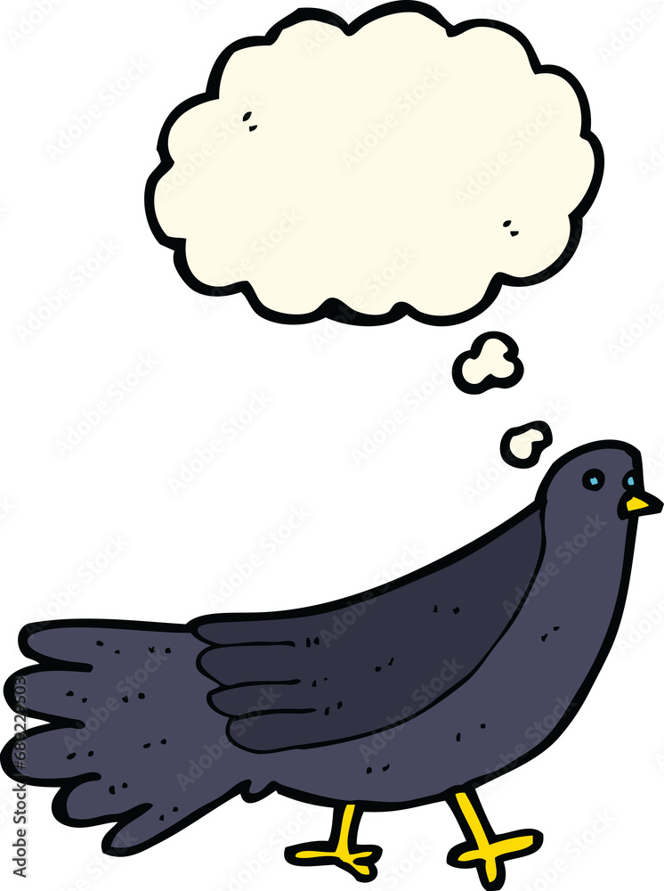 cartoon bird with thought bubble cartoon bird with thought bubble