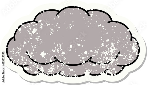 distressed sticker tattoo in traditional style of a grey cloud