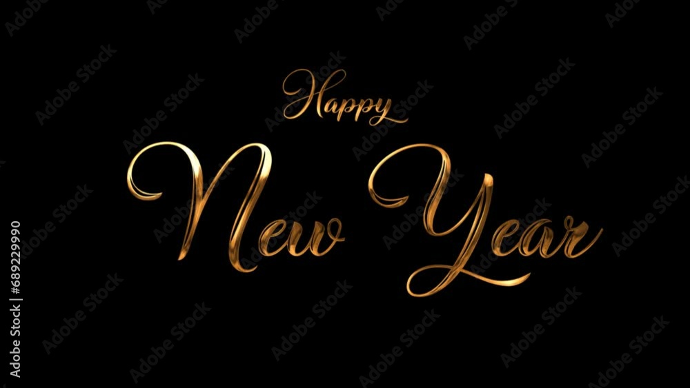 Happy New Year bounce and ink animation with gold effect Happy New Year bounce and ink animation with gold effect