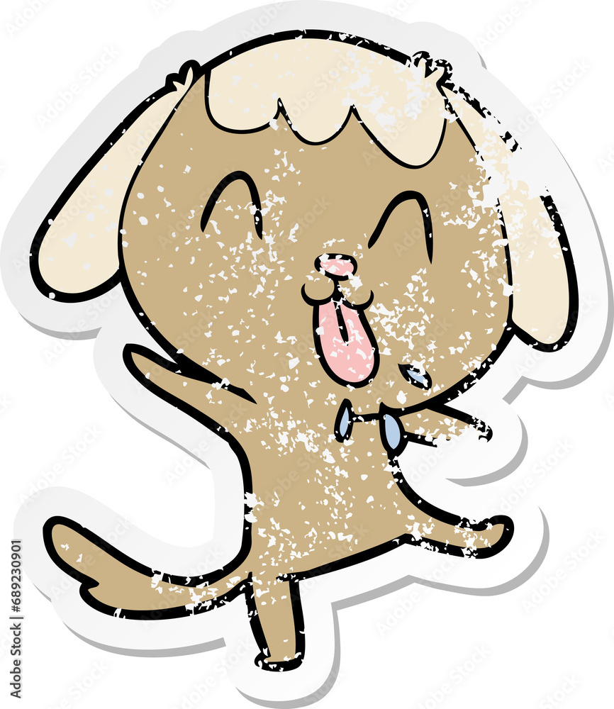 Fototapeta premium distressed sticker of a cute cartoon dog