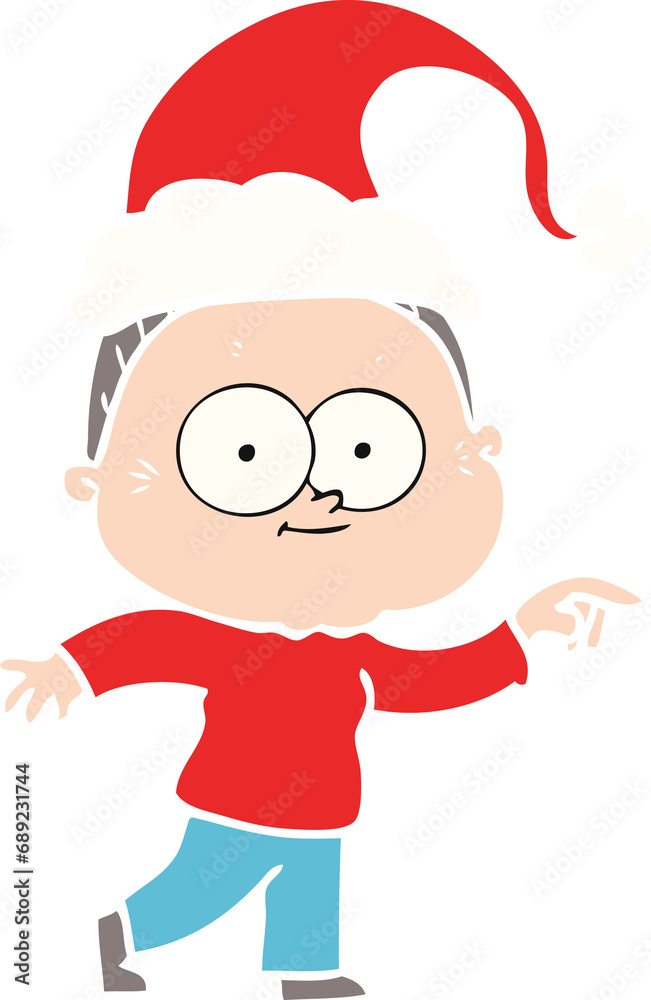 hand drawn flat color illustration of a happy old woman wearing santa hat hand drawn flat color illustration of a happy old woman wearing santa hat