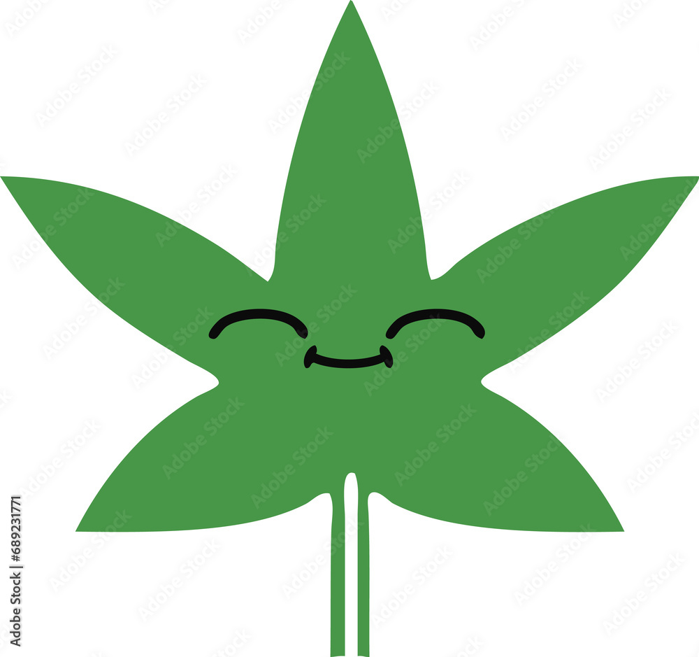 flat color retro cartoon of a marijuana leaf flat color retro cartoon of a marijuana leaf