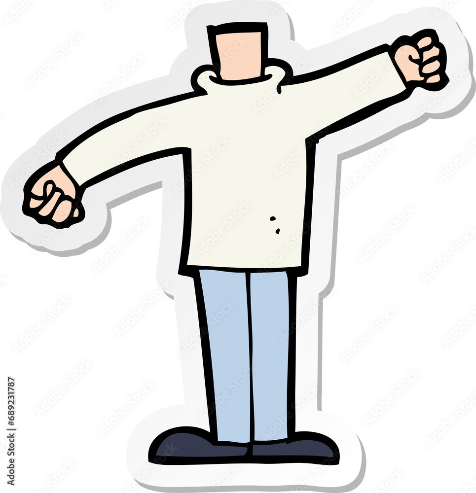 sticker of a cartoon body waving arms sticker of a cartoon body waving arms