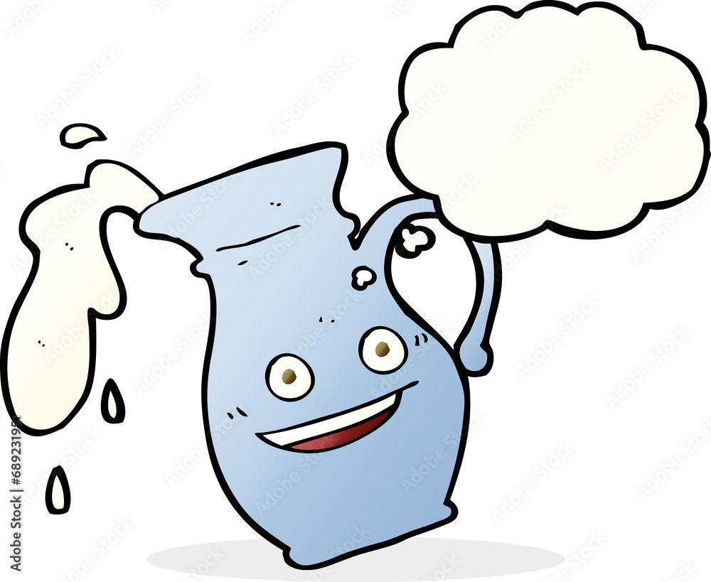 cartoon milk jug with thought bubble cartoon milk jug with thought bubble