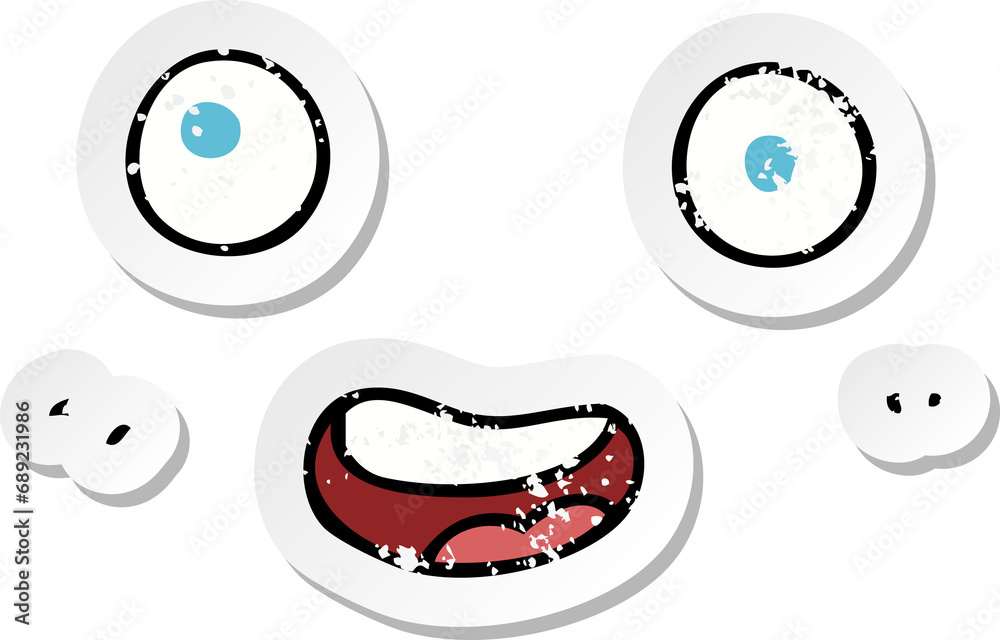 Obraz premium retro distressed sticker of a cartoon face