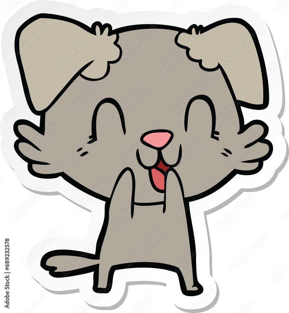 sticker of a laughing cartoon dog sticker of a laughing cartoon dog