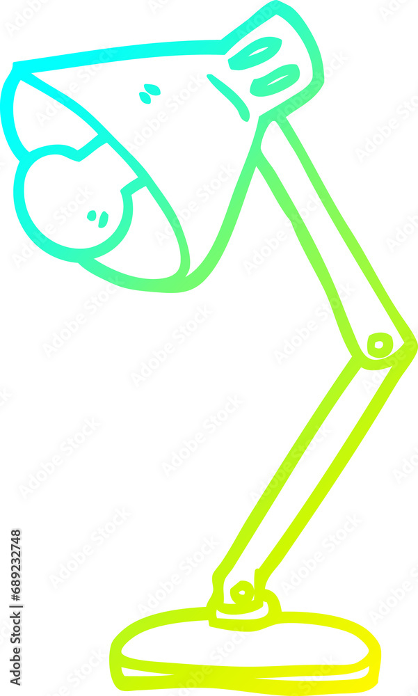 cold gradient line drawing of a cartoon angled desk lamp cold gradient line drawing of a cartoon angled desk lamp