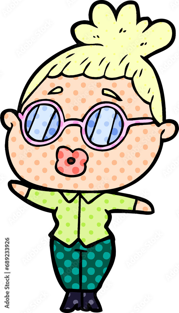 cartoon woman wearing spectacles cartoon woman wearing spectacles