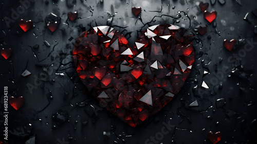 broken heart and flying pieces of separation from a loved one