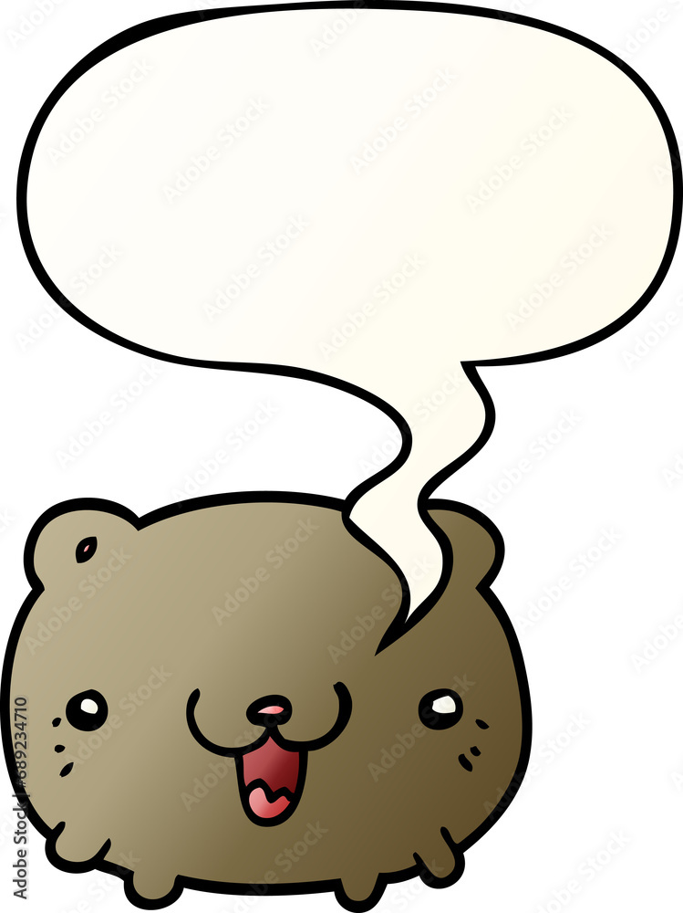 funny cartoon bear with speech bubble in smooth gradient style funny cartoon bear with speech bubble in smooth gradient style