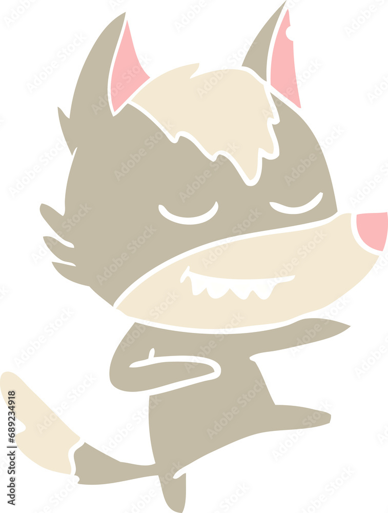 friendly flat color style cartoon wolf dancer friendly flat color style cartoon wolf dancer