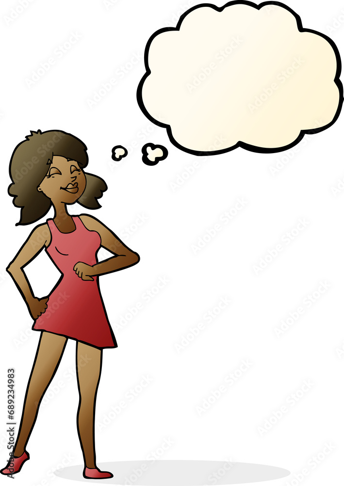 cartoon proud woman with thought bubble cartoon proud woman with thought bubble