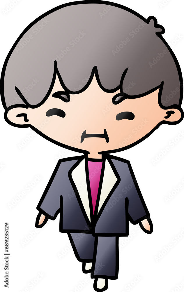 gradient cartoon illustration kawaii cute man in suit gradient cartoon illustration kawaii cute man in suit