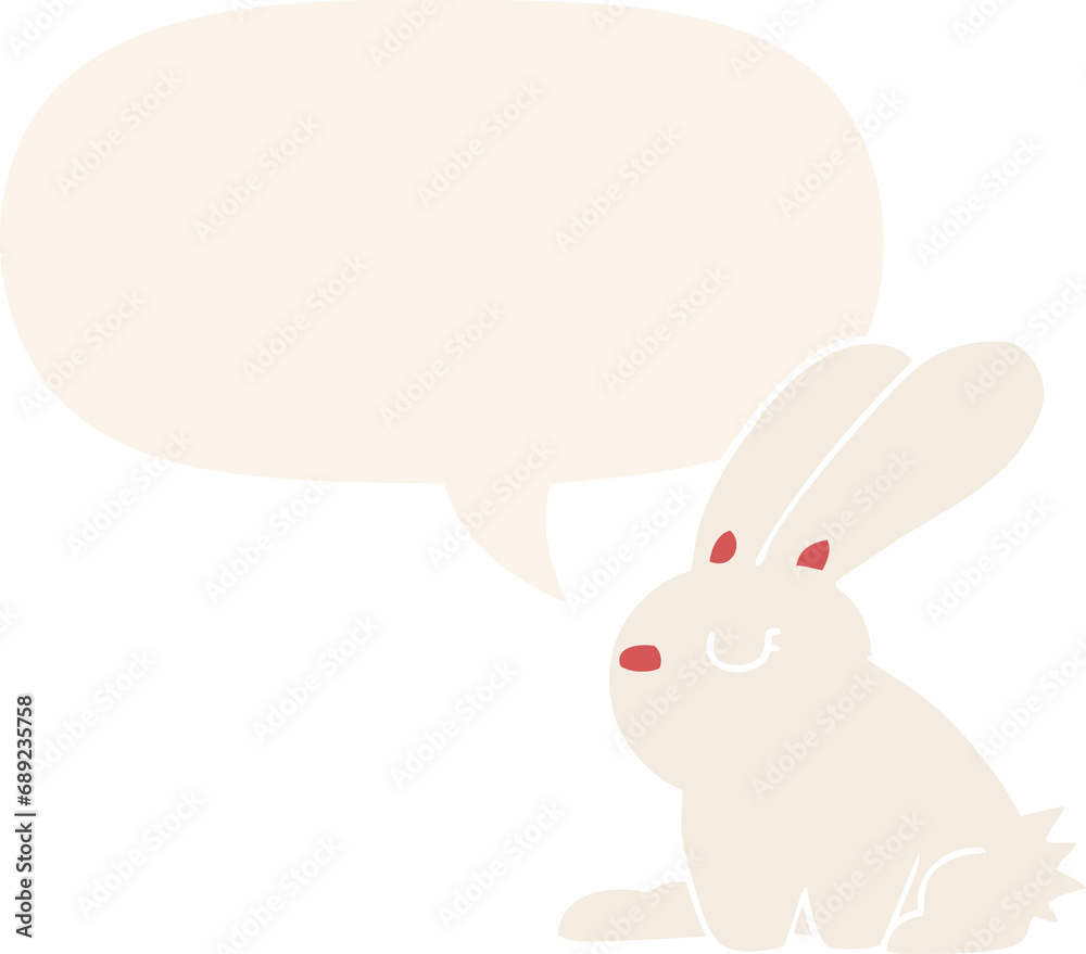 cartoon rabbit with speech bubble in retro style cartoon rabbit with speech bubble in retro style