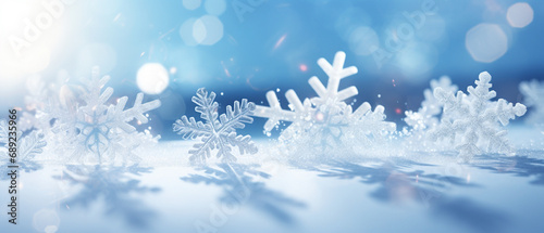 snowflakes on snow christmas and winter background