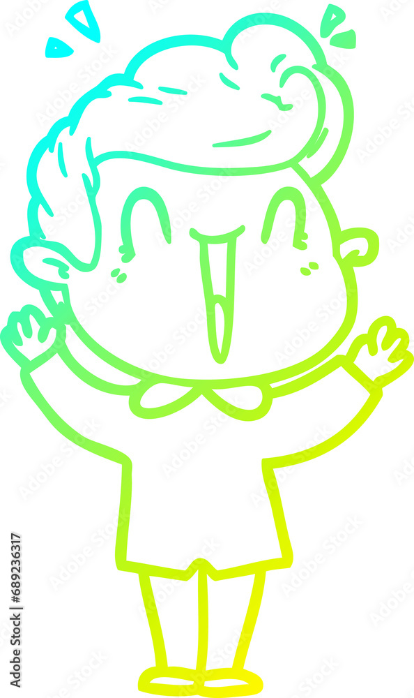 Obraz premium cold gradient line drawing of a cartoon excited man