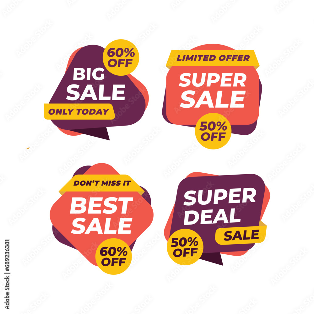Set of sale discount offer banner template vector Set of sale discount offer banner template vector