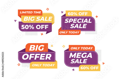 Set of sale discount offer banner template vector