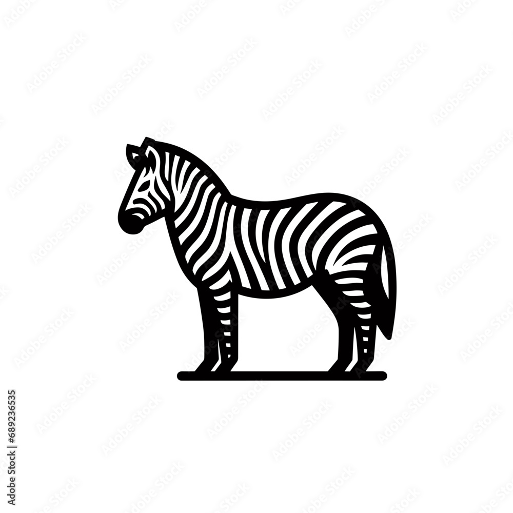 Obraz premium logotype of a zebra, black and white, small size, isolated
