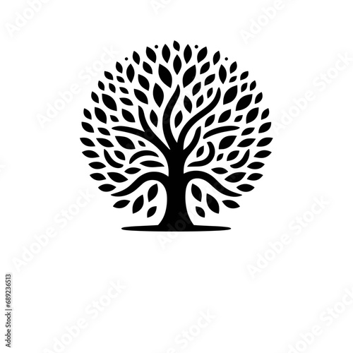 logotype of a tree, black and white, small size, isolated