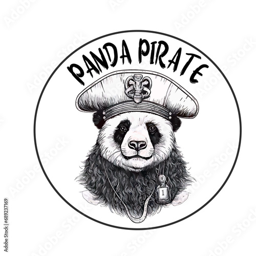 Vector illustration of a panda in a pirate costume. Cute animal