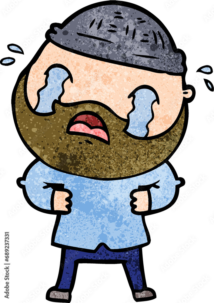 cartoon bearded man crying