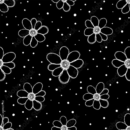 Daisy flowers seamless patt...