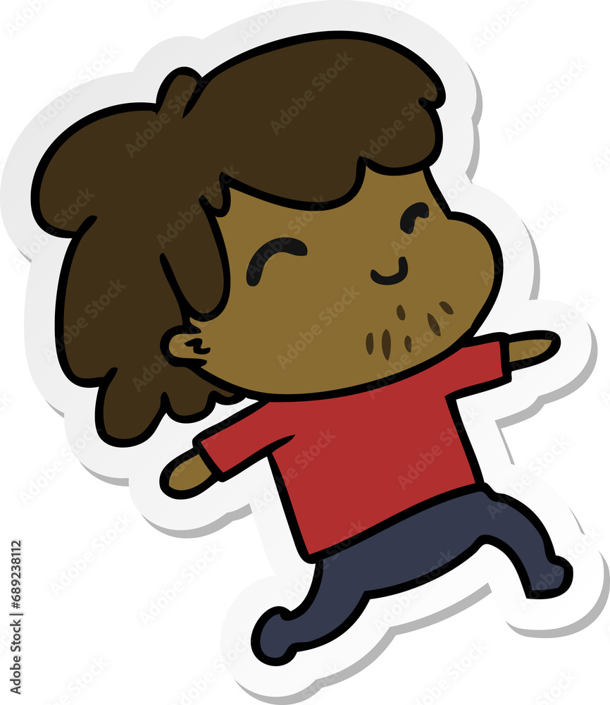 sticker cartoon illustration kawaii boy with stubble sticker cartoon illustration kawaii boy with stubble