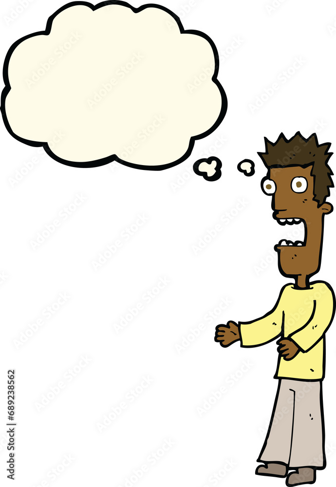 cartoon man freaking out with thought bubble cartoon man freaking out with thought bubble